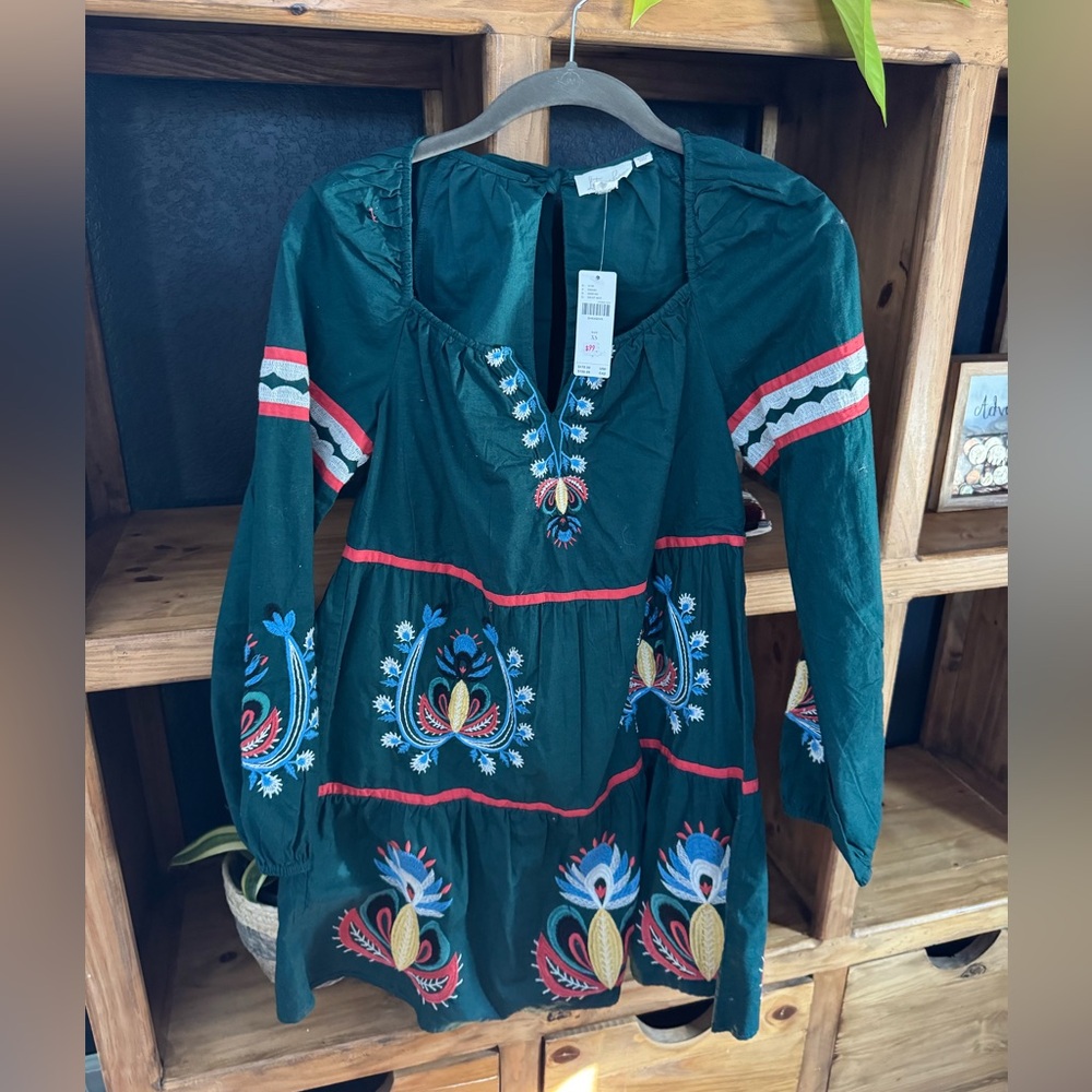 Anthropologie floral/paisley embroidered mini dress. ADORABLE!